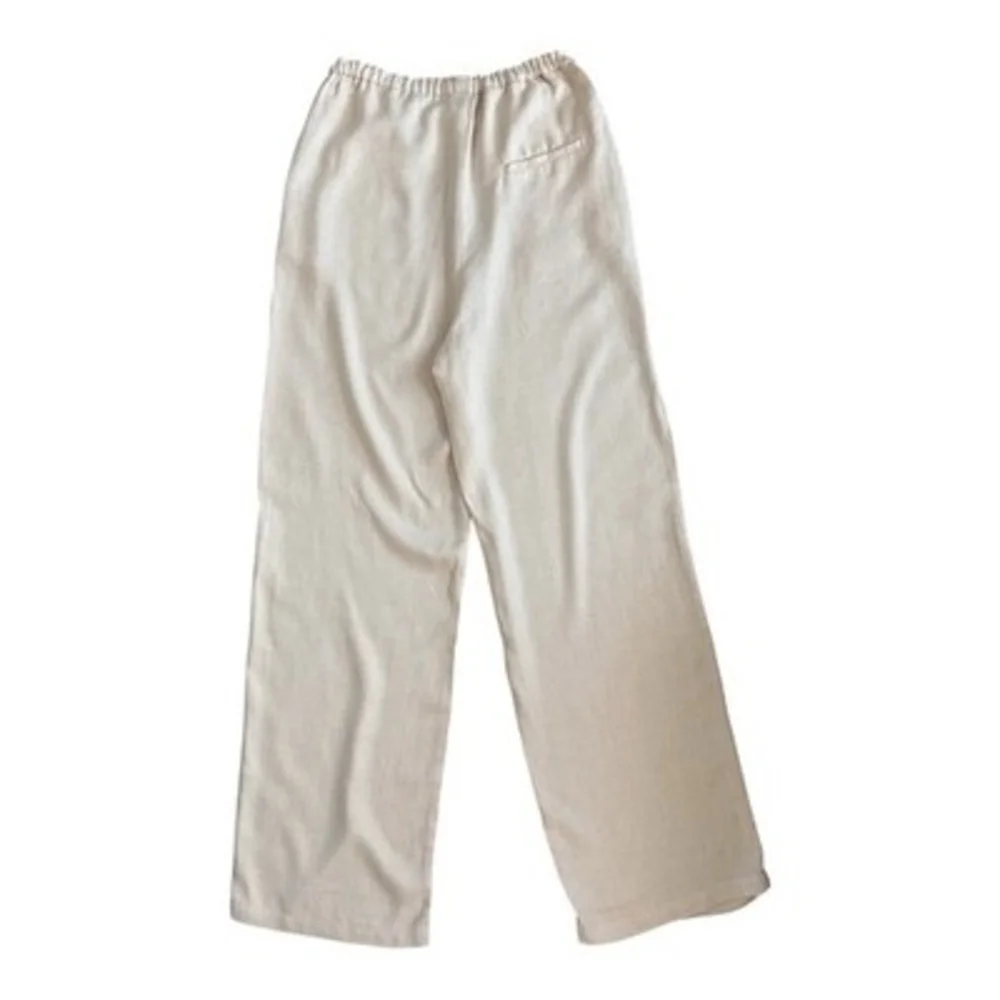 MNG Mango Pull-On Wide Leg Ivory Linen Pants Women’s Pants Size M NWOT